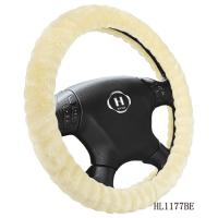 Beige Imitation Fur Steering Wheel Cover